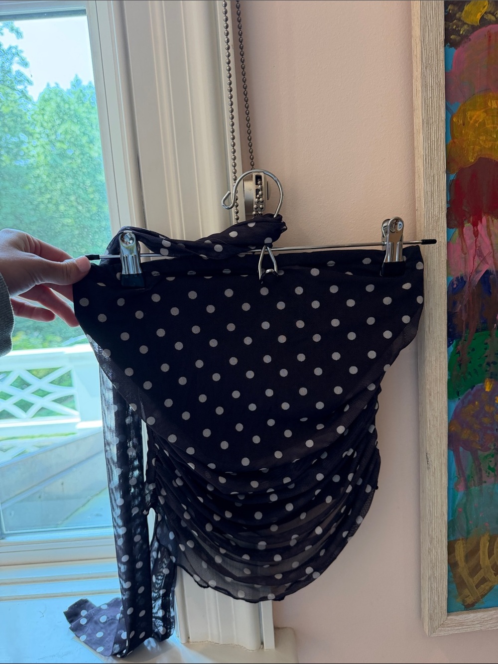Black Polka Dot Sheer Halter Scarf Top